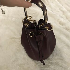 Burgundy Mini Bucket Bag